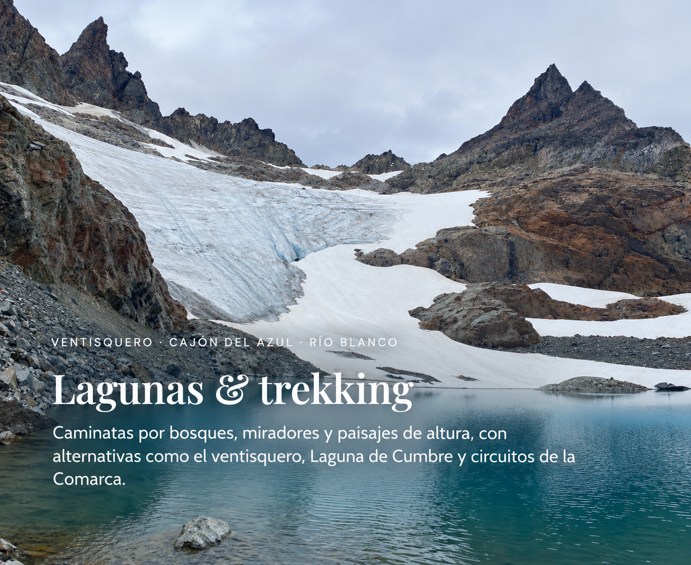 Lagunas y trekking en la montaña patagónica